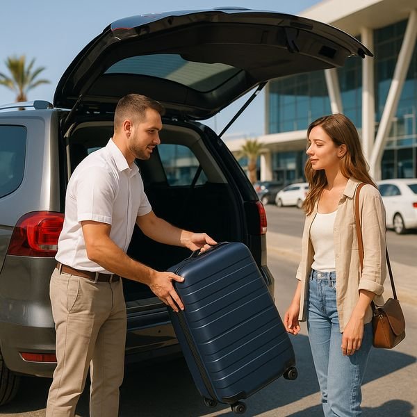Loading luggage into the transfer vehicle